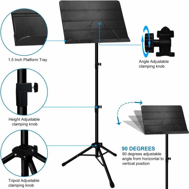 Professional Sheet Music Stand, With Portable Carrying Bag, and Music Folder