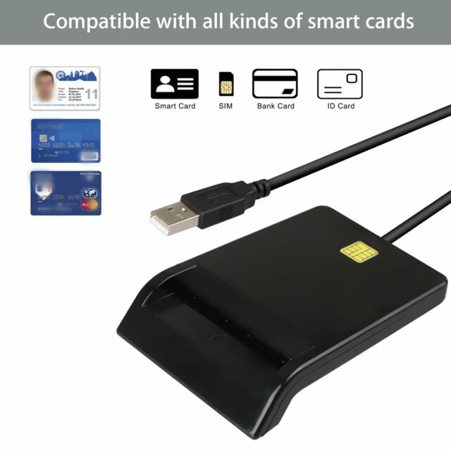 DOD Military USB Smart Card Reader CAC/National ID/Chip for Mac OS Windows Linux