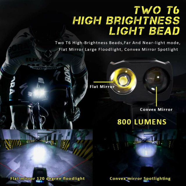 USB Rechargeable LED Bicycle Headlight Front Lamp + Horn