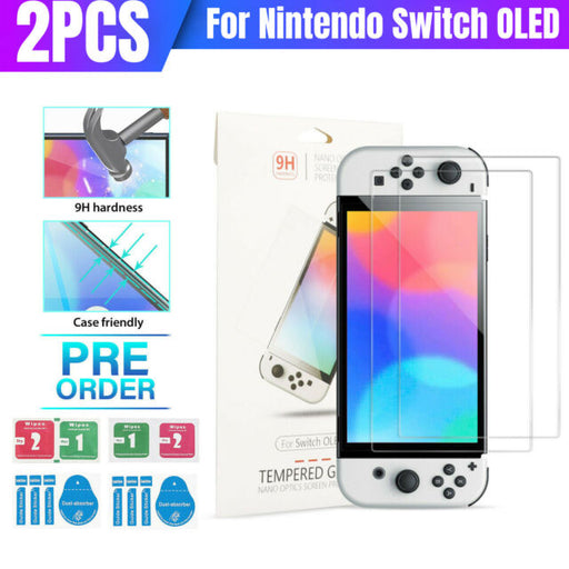 HD Tempered Glass Screen Protector For Nintendo Switch OLED Anti-Scratch 2 PCS