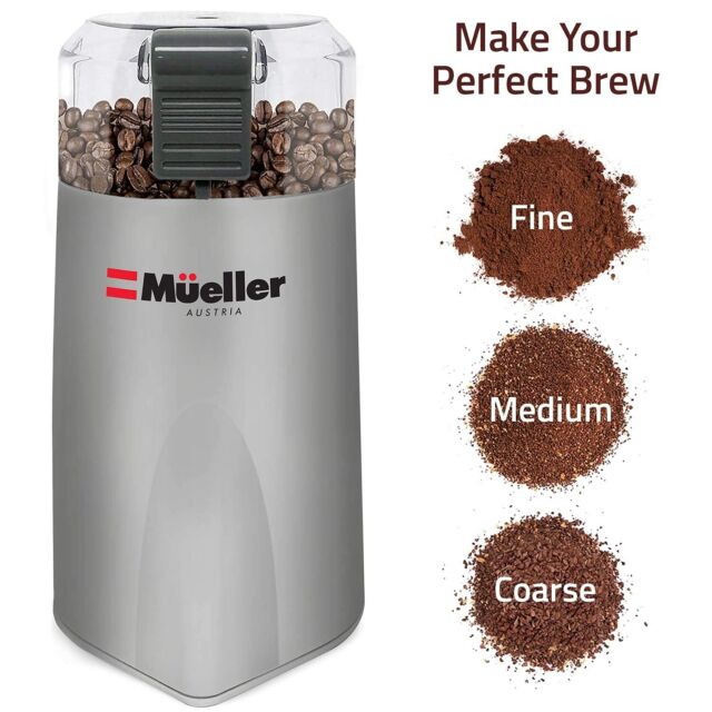 Mueller HyperGrind Precision Electric Spice/Coffee Grinder Mill - Grey