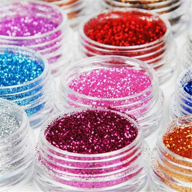 12pcs Color Glitter Dust Powder Set Manicure Decoration Nail Art Tips