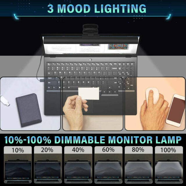 LED Desk Lamp USB Computer Laptop Monitor Screen Clamping Light Bar Home Office