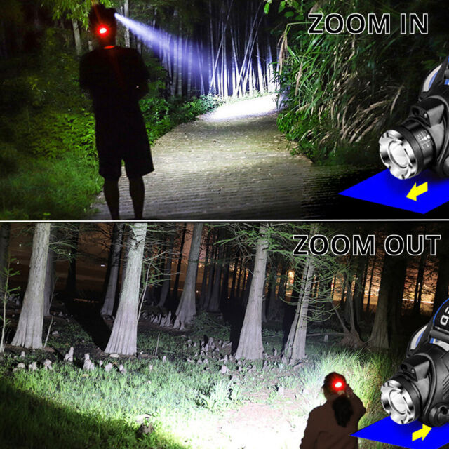 25000LM LED Headlamp Rechargeable Headlight Zoomable Head Torch Lamp Flashlight