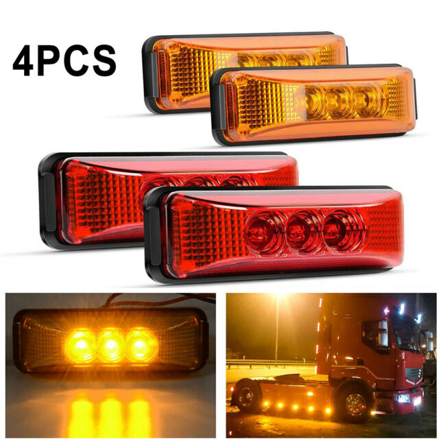 4x 3LED Side Marker Amber Lights Clearance Light Truck Trailer RV 12V Waterproof