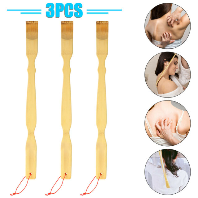 3X Natural Bamboo Wooden Rake Back Scratcher