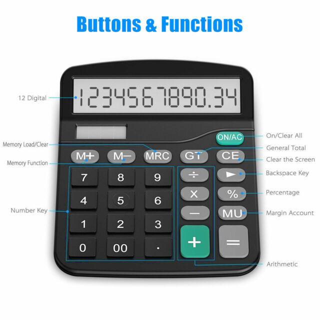 Desktop Calculator Basic Office Business Home Solar Big Large Display