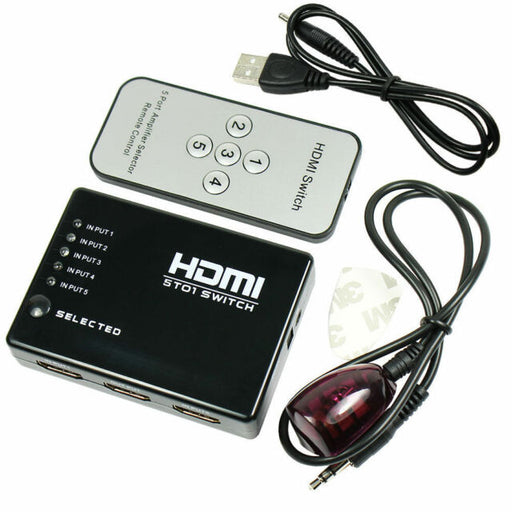5 PORT 1080p HDMI Switch Switcher Selector Splitter Hub + iR Remote For HDTV PS3