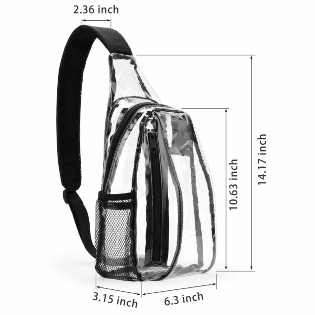 Clear PVC Sling Bag Transparent Stadium Shoulder Crossbody Backpack Adjustable