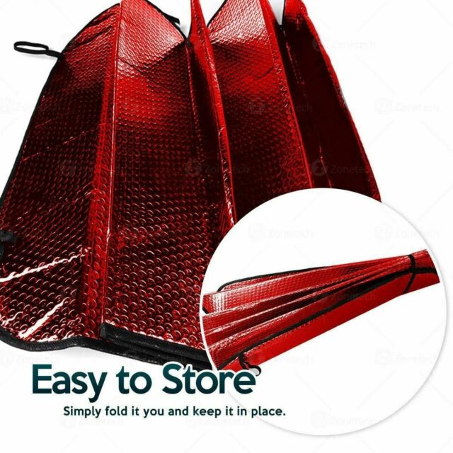 Red Windshield Car Shade Window Sunshade Front Accordion Foldable