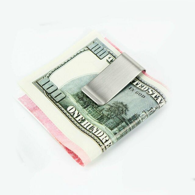 Slim Clip Double Sided Money Clip Credit Card Holder Wallet New Stainless Steel