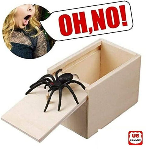 Wooden Prank Spider Hidden in Box Trick  Gag Toy
