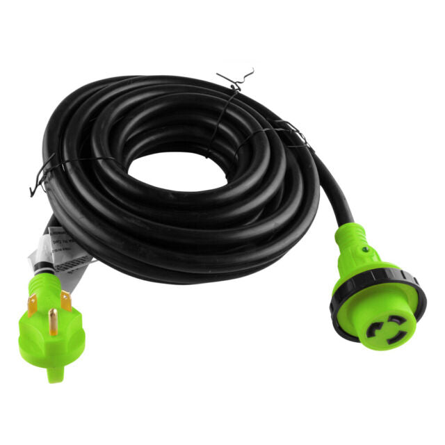 RV Power Cord 25 ft 30 amp Detachable Cable with LED Twist Lock Connector