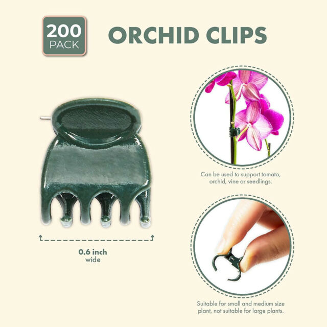 200 PCS Plant Support Clips Set for Orchid, Home and Garden Plants, 0.6 Inches