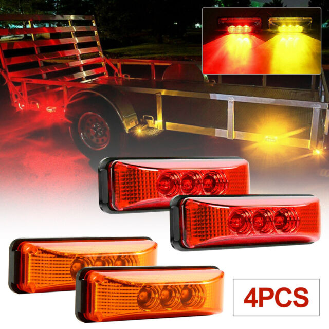 4x 3LED Side Marker Amber Lights Clearance Light Truck Trailer RV 12V Waterproof