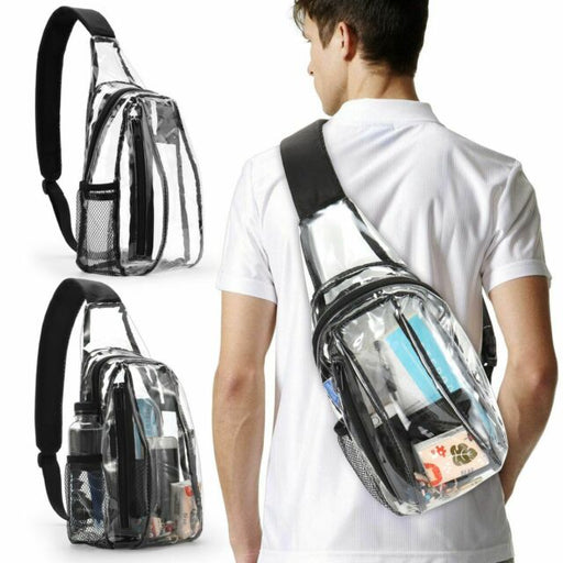 Clear PVC Sling Bag Transparent Stadium Shoulder Crossbody Backpack Adjustable