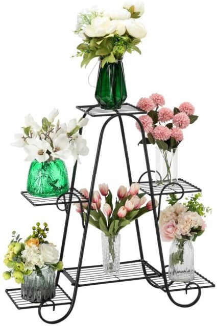 USA 6Tiers Metal Plant Stand Flower Pot Display Holder Shelf Home Garden Balcony
