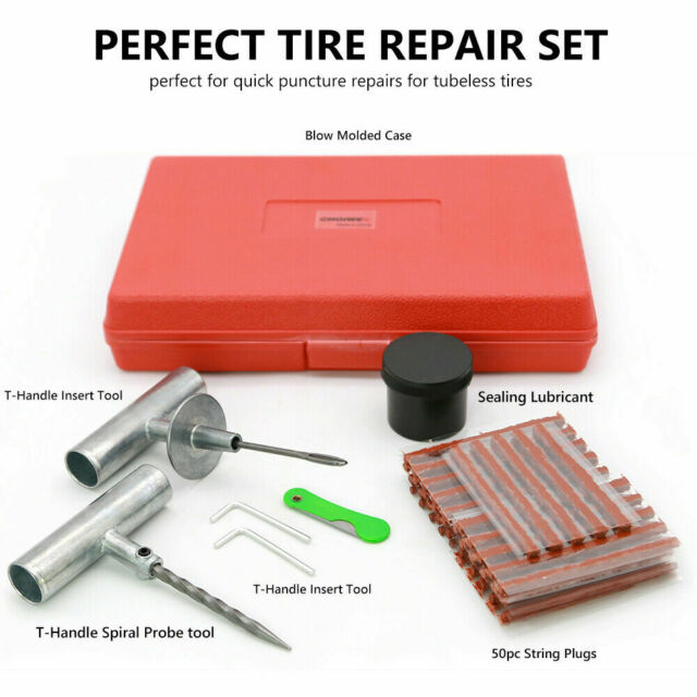 US 57x Tire Repair Kit DIY Flat Tire Repair Car Truck Motorcycle Plug Patch