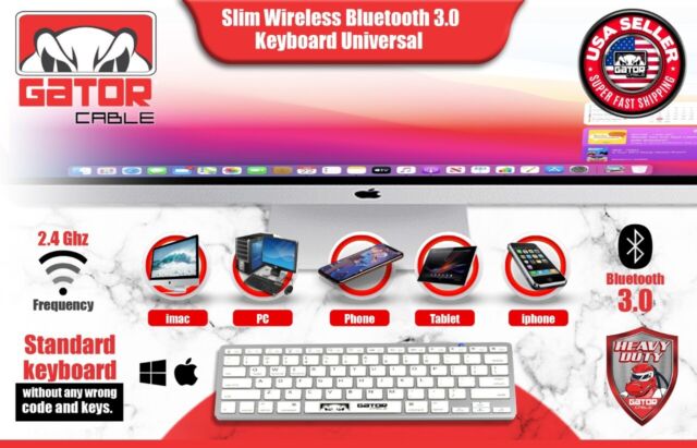 Wireless Bluetooth Keyboard For Windows PC Mac iOS iPhone Phone Tablet Universal