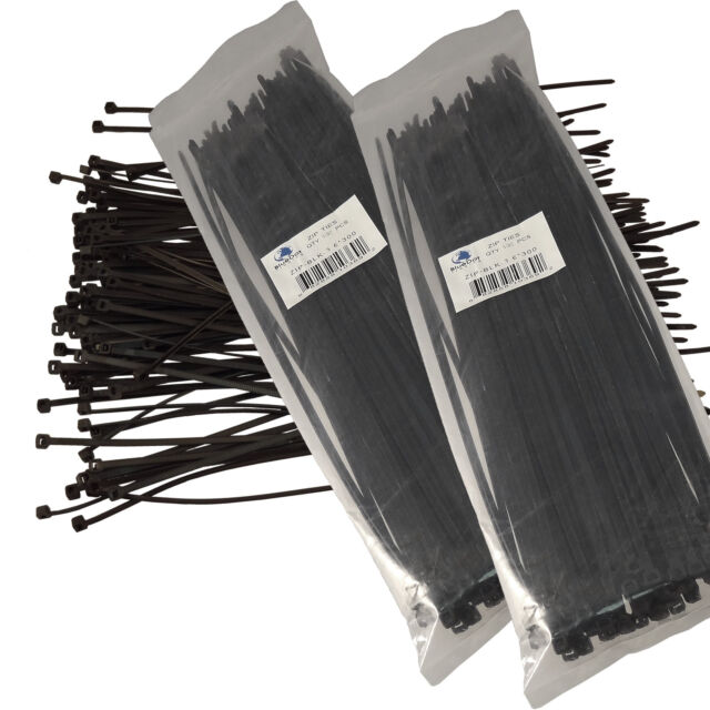 Black 200 PCS. 12 Black Zip Ties Nylon 40 LBS UV Weather Resistant