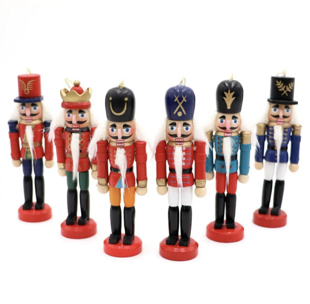 6 pieces 12cm Wooden Nutcracker Puppet Soldier Gift Christmas Ornaments Party Décor