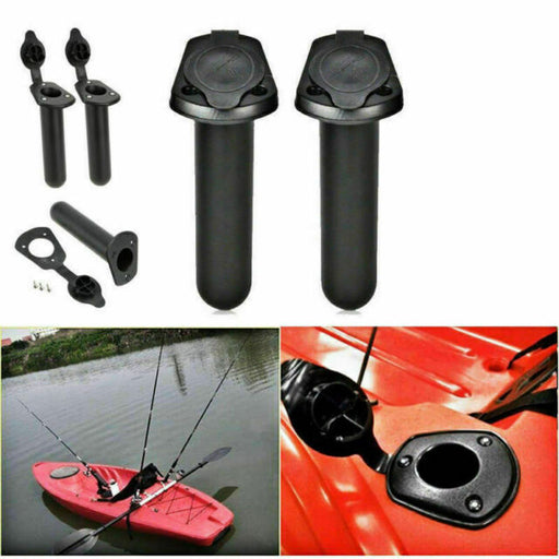2X Plastic Flush Mount Fishing Rod Holder and Cap Cover for Kayak