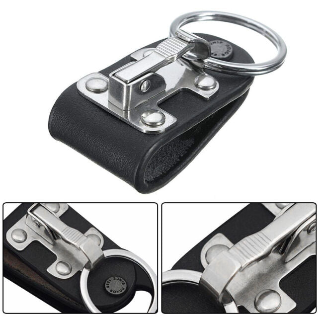 Quick Release Belt Clip Ring Holder Detachable Stainless Steel Leather Key chain