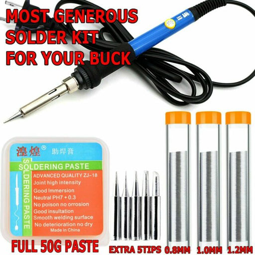 Soldering Iron Electric Adjustable Temperature 60W  Welding Solder Wire Kit