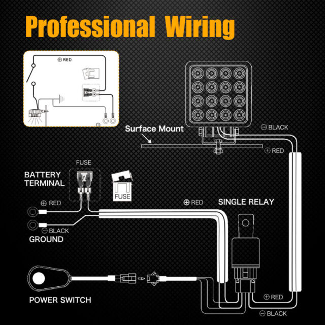 Wiring Harness For LED Light Bar Pod Headlight Fog Lamp Fuse Relay ON/OFF Switch