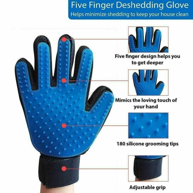 2x Pet Grooming Glove Brush Dog Cat Fur Hair Removal Mitt Massage Deshedding