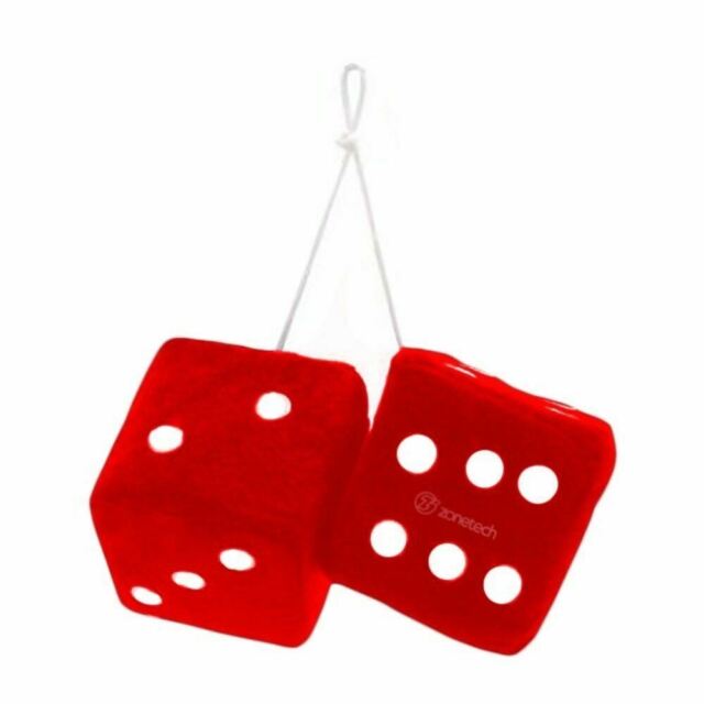 Red Hanging 2.75" Fuzzy Dice Pair
