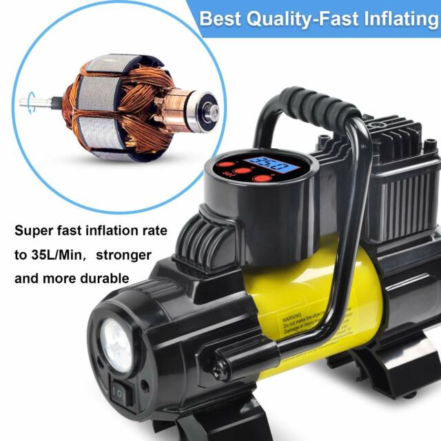 Heavy Duty Portable Air Compressor Car Tire Inflator Electric Pump Auto 12V