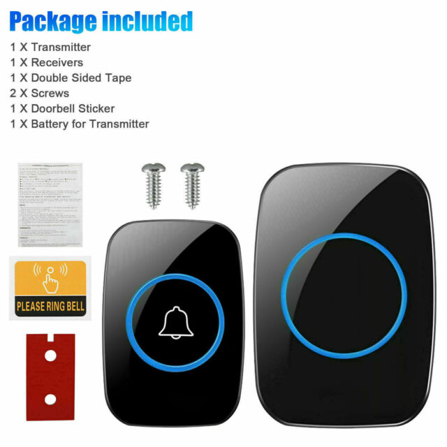 Wireless Doorbell, Plug & Play Waterproof Door Bell Kit Adjustable Volume