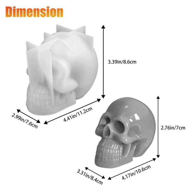 DIY Silicone Resin Casting Mold 3D Skull Head Epoxy Craft Mold Tool